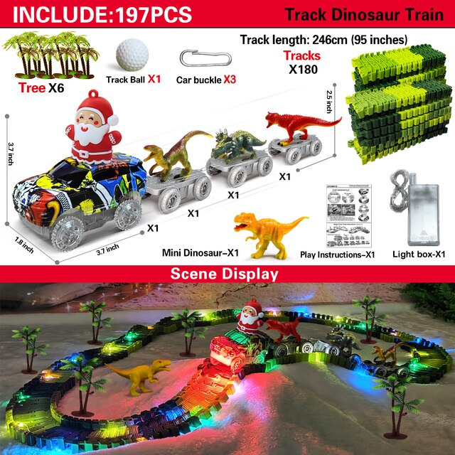 Santa-Dino Train Car Track Set