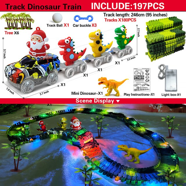 Santa-Dino Train Car Track Set